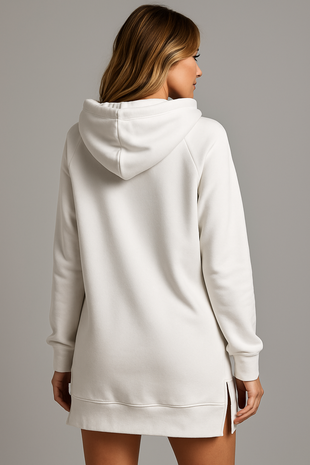 Hooded Sweatshirt Dress - Relaxed Fit with Drawstring & Pocket for Women