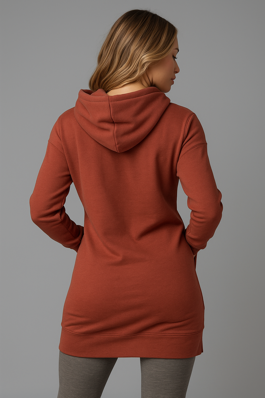 Hooded Sweatshirt Dress - Relaxed Fit with Drawstring & Pocket for Women