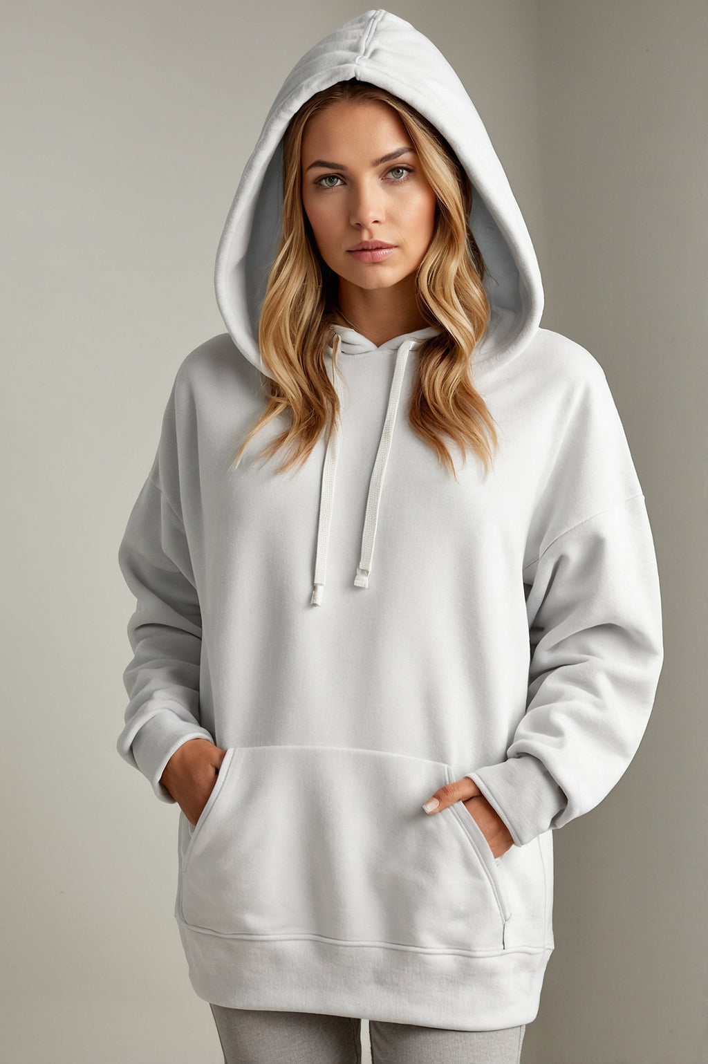 Hooded Sweatshirt Dress - Relaxed Fit with Drawstring & Pocket for Women
