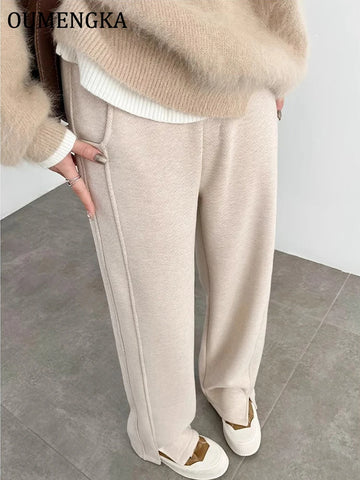 High-Waist Wool Trousers - Fleece-Lined Ultra-Soft