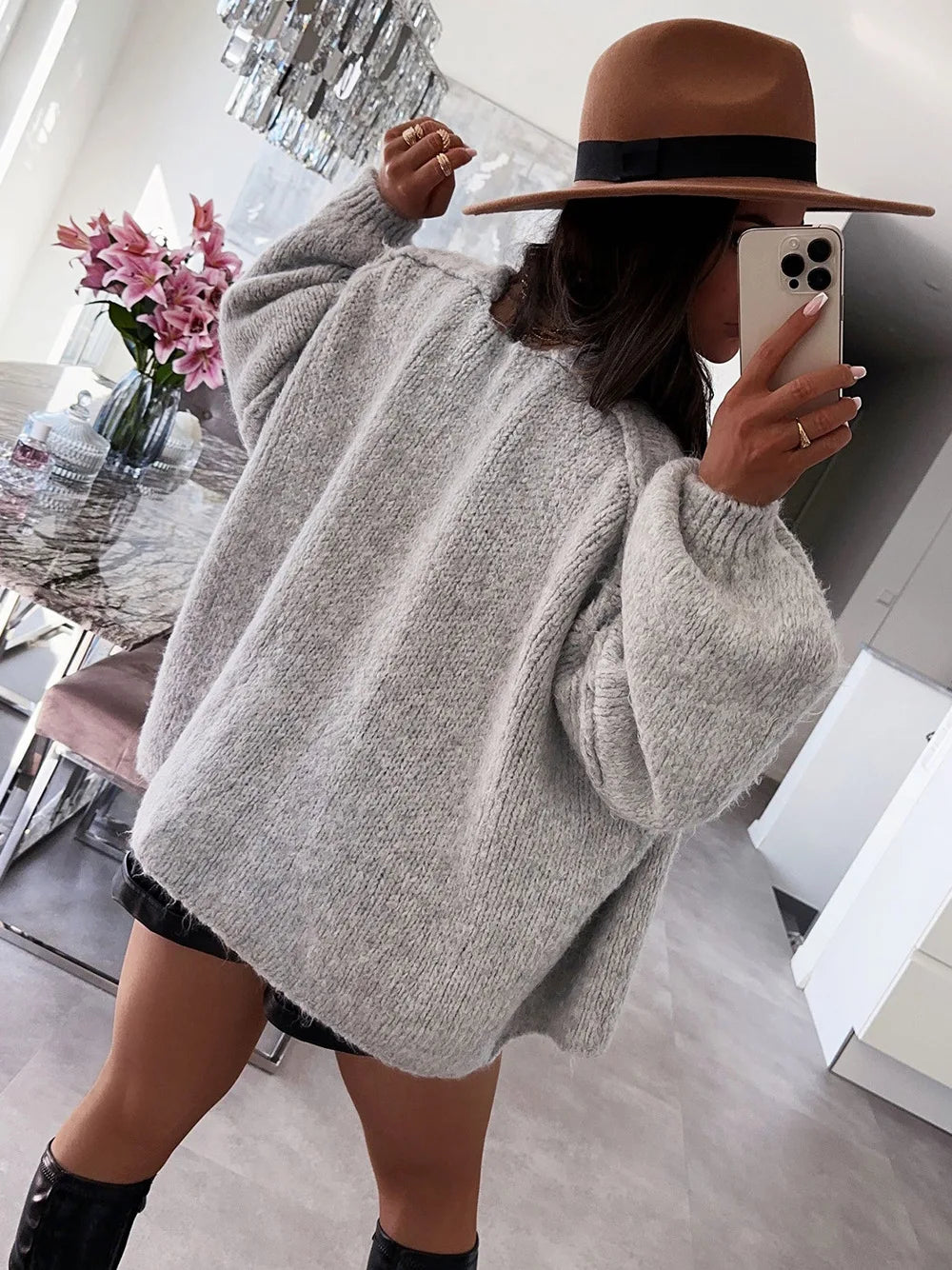 Cosy Knit Cardigan - Long Sleeve Open Front Sweater Jacket for Women