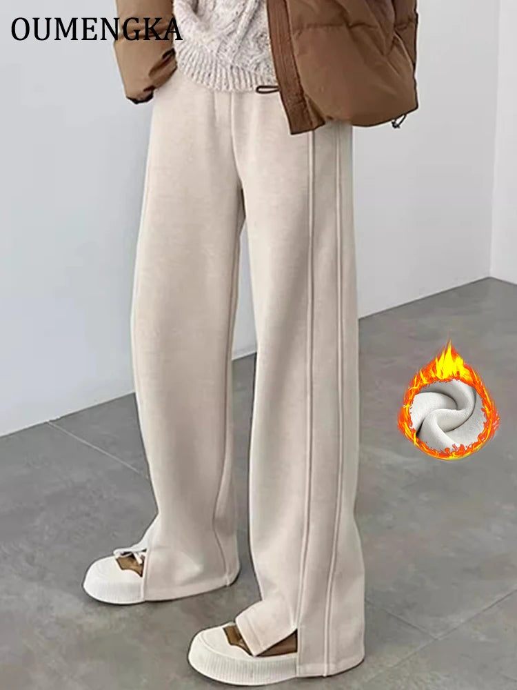 High-Waist Wool Trousers - Fleece-Lined Ultra-Soft