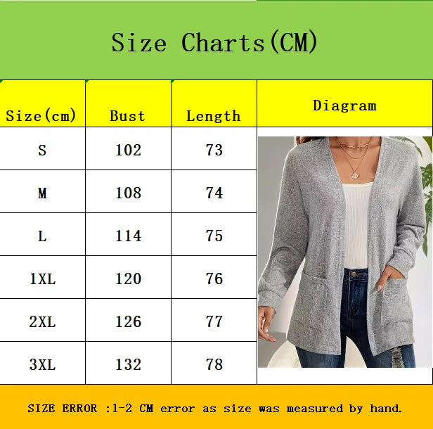 Lightweight Knit Cardigan - Open Front Pocket Design for Women