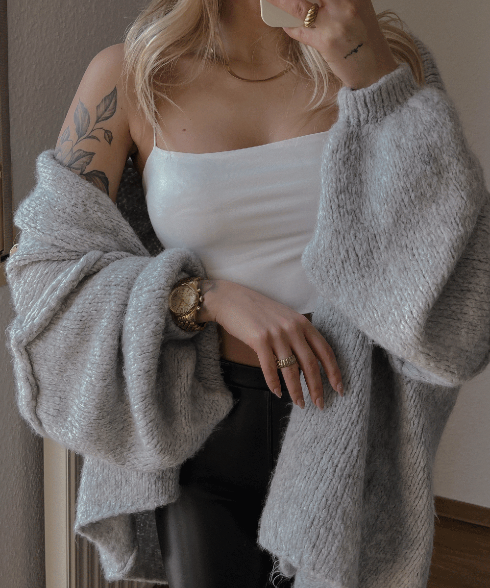 Cosy Knit Cardigan - Long Sleeve Open Front Sweater Jacket for Women