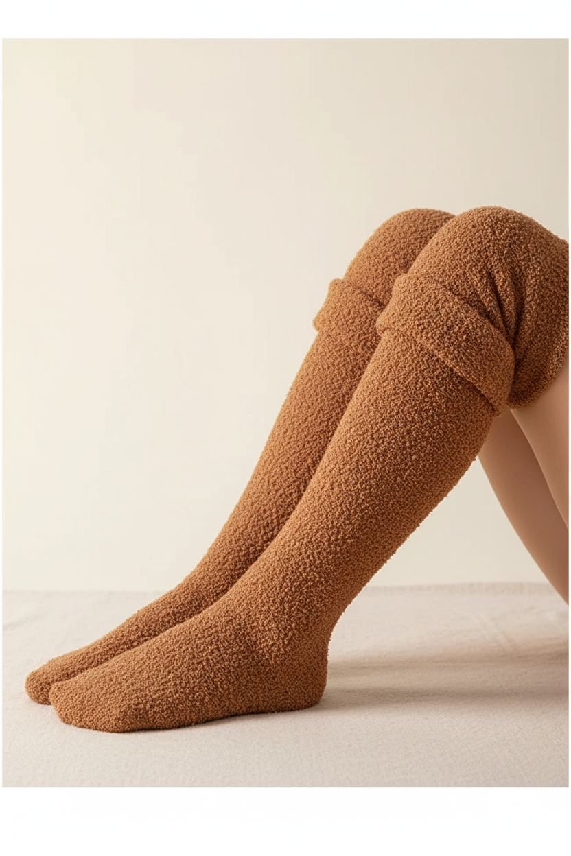 Caramel Brown Over-the-Knee Socks
