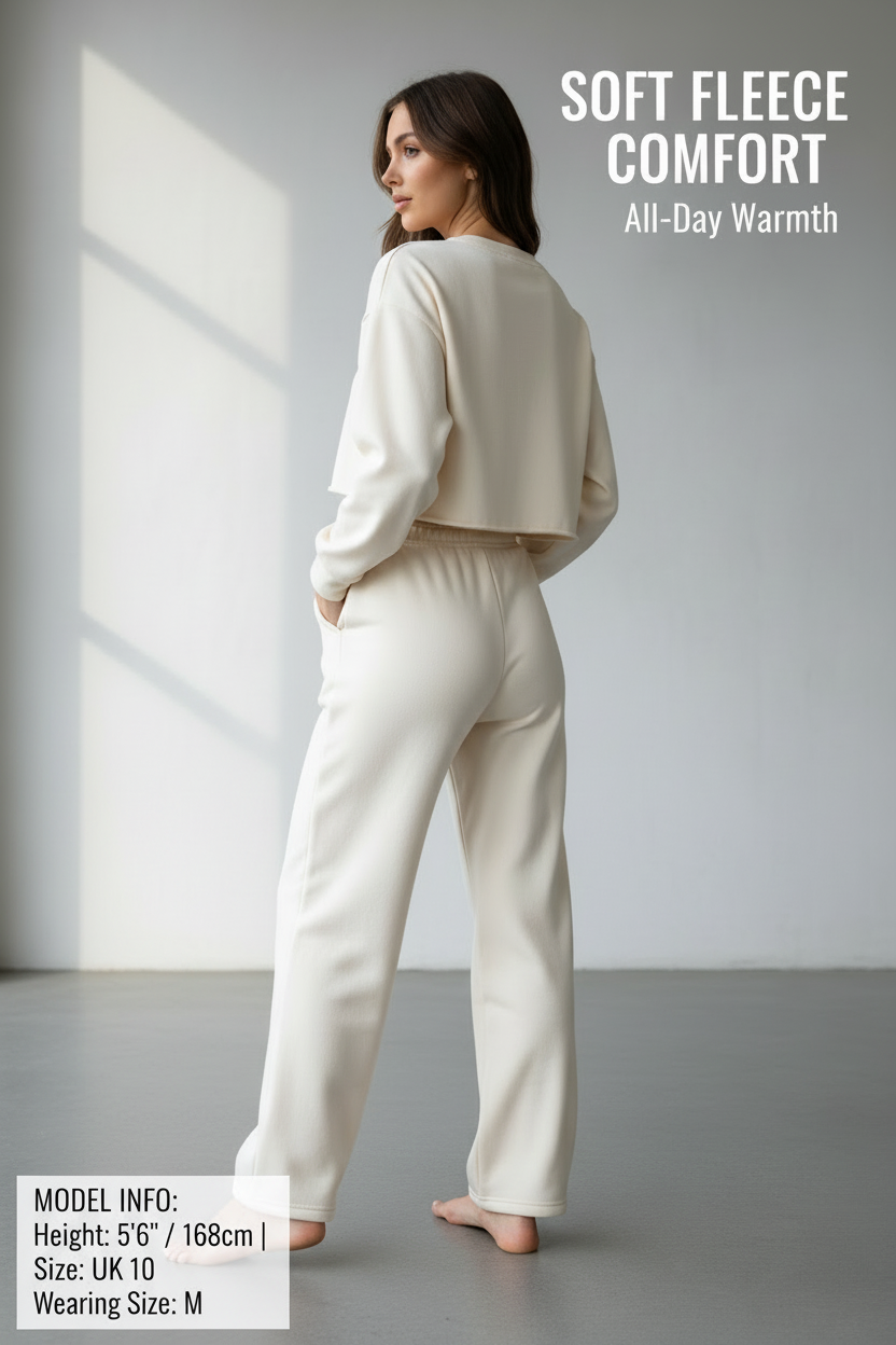 Cream Wide-Leg Joggers